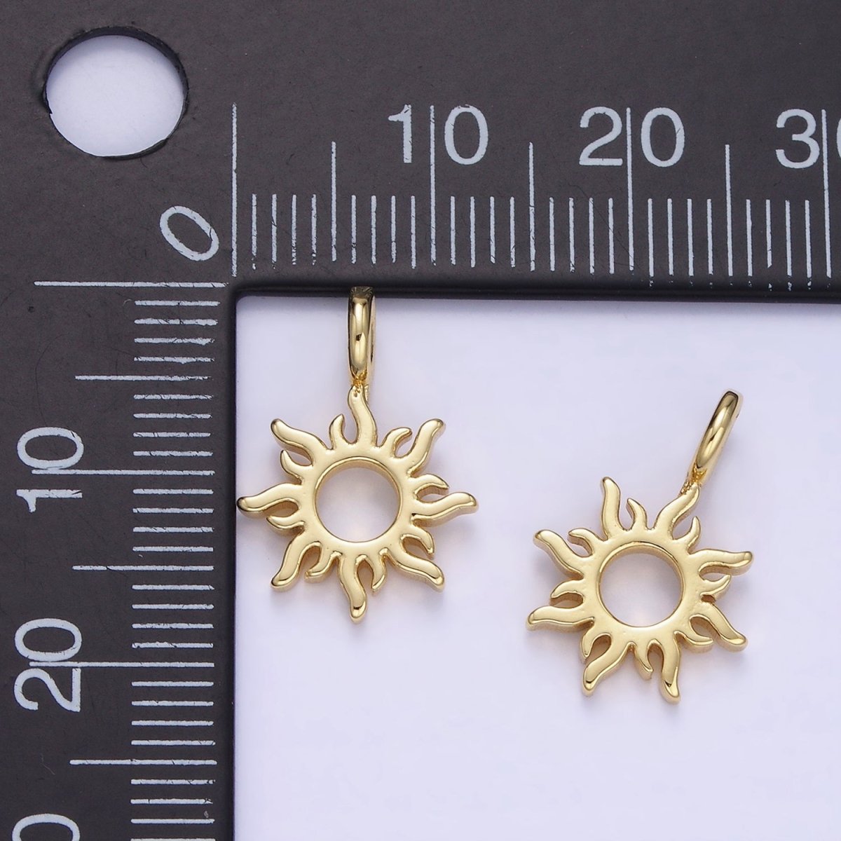 14K Gold Filled Open Celestial Sun Ray Minimalist Pendant | AG703