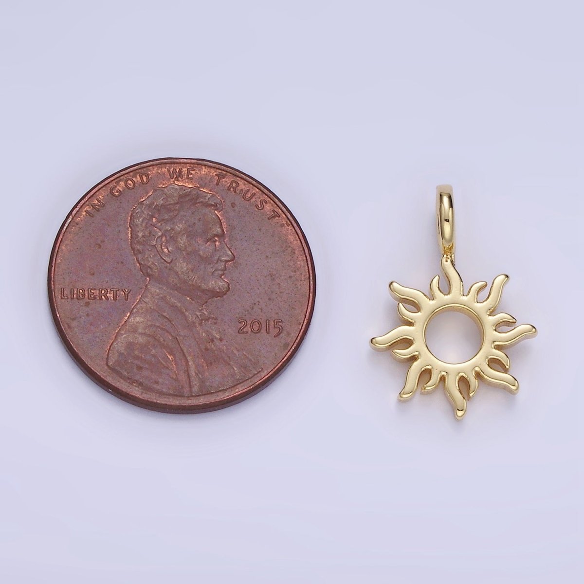 14K Gold Filled Open Celestial Sun Ray Minimalist Pendant | AG703