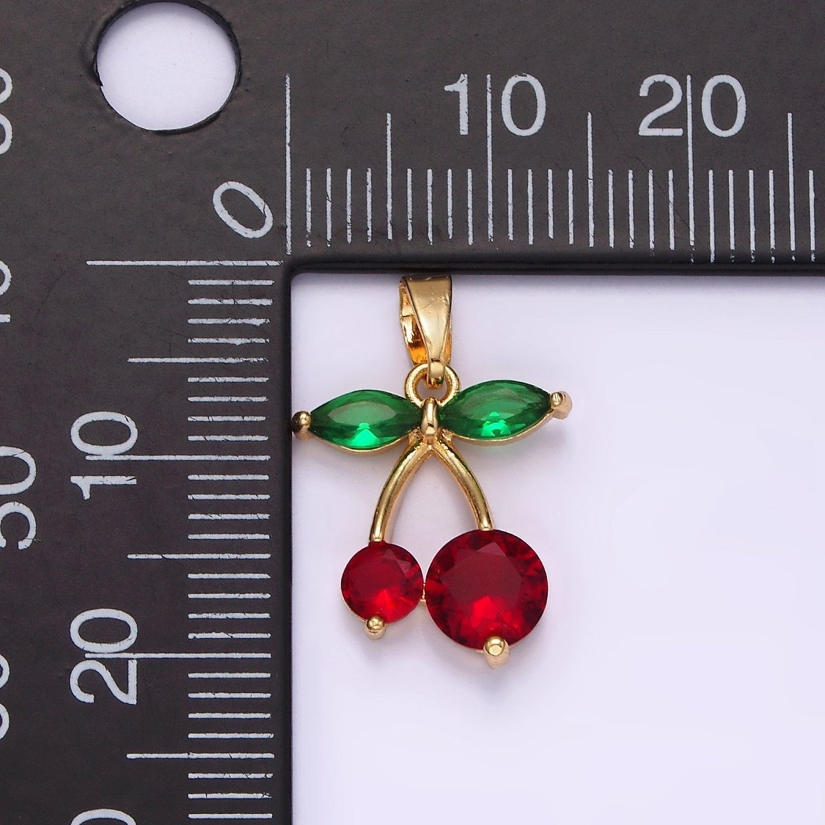 14K Gold Filled Red CZ Cherry Fruit Pendant | N1831