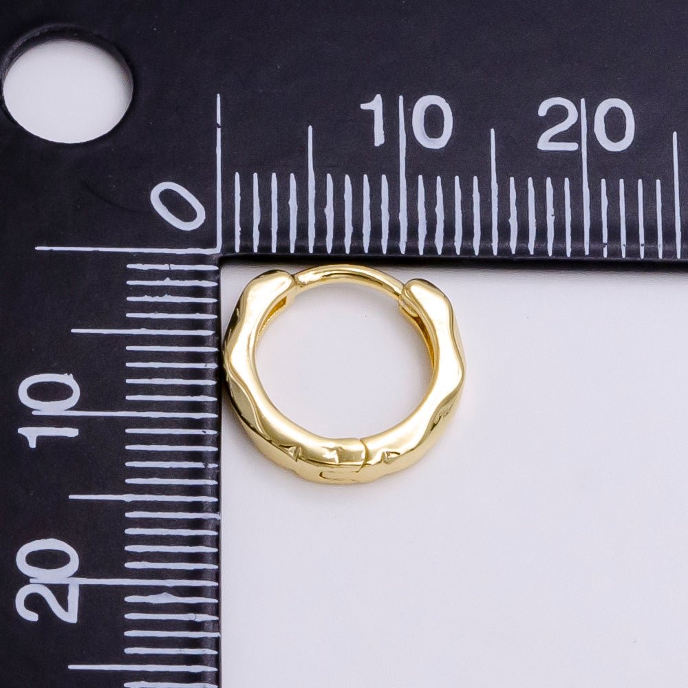 16K Gold Filled 13mm Geometric Wavy Huggie Earrings | AE766