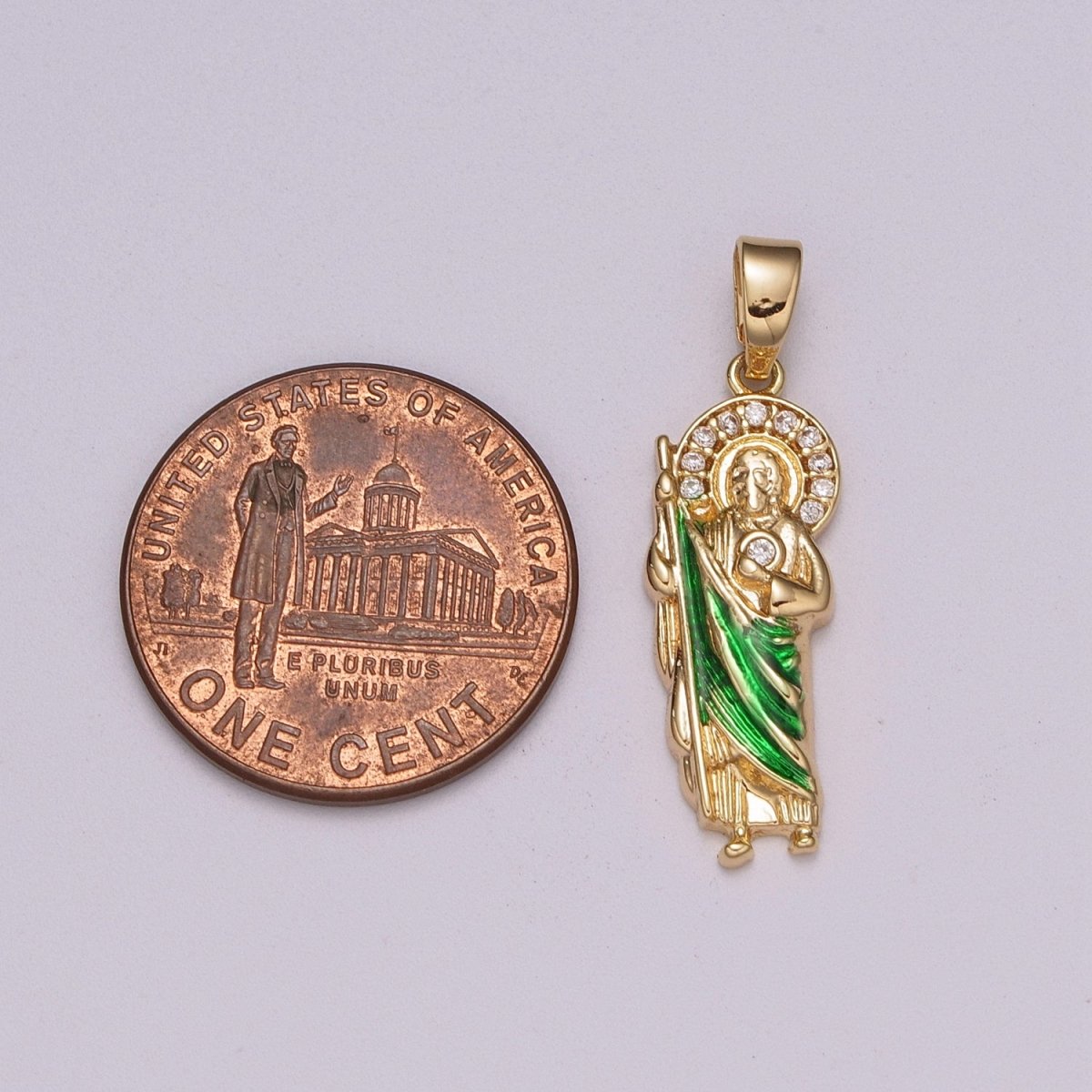 OS 18K Gold Filled Saint Jude Necklace Pendant ~San Judas Tadeo Cadena~ Religious Saint Jude~ Grandiosa Cadena de San Judas N-1399