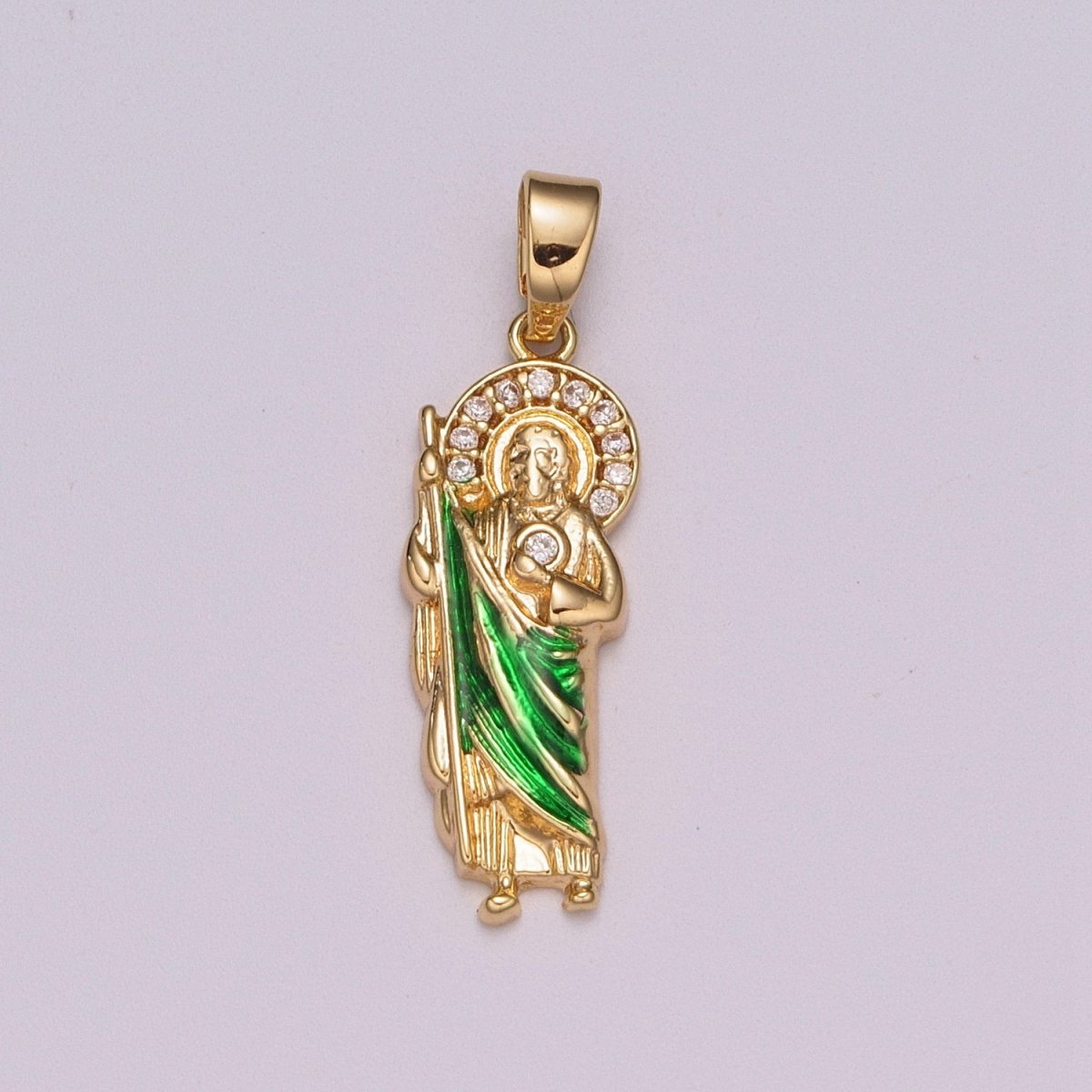 OS 18K Gold Filled Saint Jude Necklace Pendant ~San Judas Tadeo Cadena~ Religious Saint Jude~ Grandiosa Cadena de San Judas N-1399