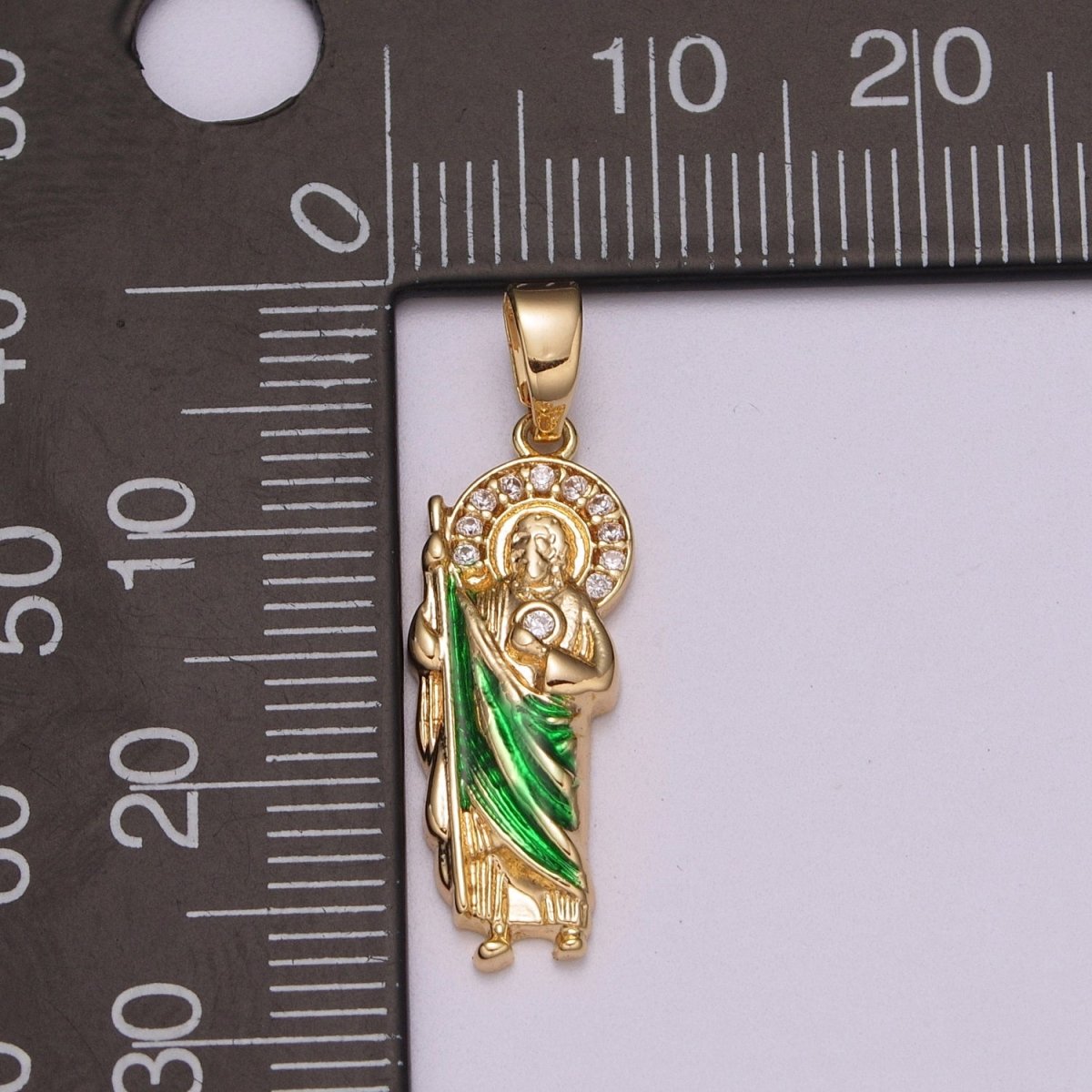 OS 18K Gold Filled Saint Jude Necklace Pendant ~San Judas Tadeo Cadena~ Religious Saint Jude~ Grandiosa Cadena de San Judas N-1399