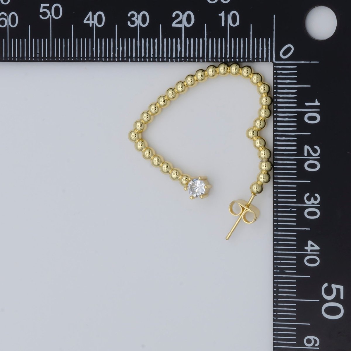 OS 1pair Golden Dotted Heart with Single Crystal Huggies Earrings CZ Gold Filled Tiny Love Heart Shape Casual Daily Wear Earring Jewelry V-043