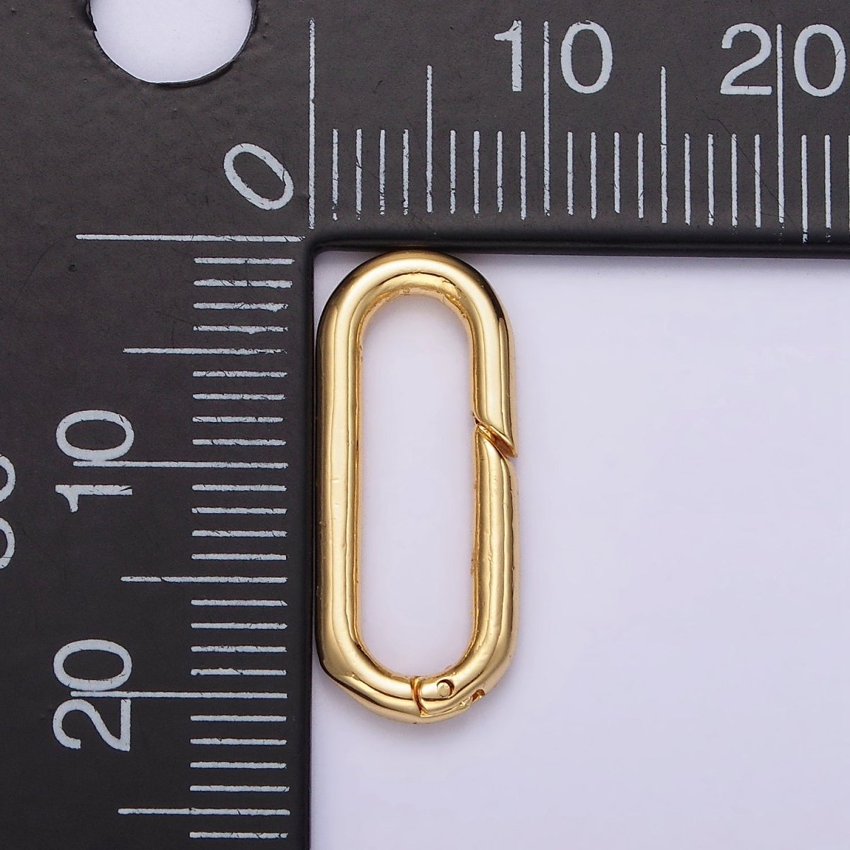 24K Gold Filled 21mm Push Oblong Oval Spring Gate Minimalist Findings Supply | Z575