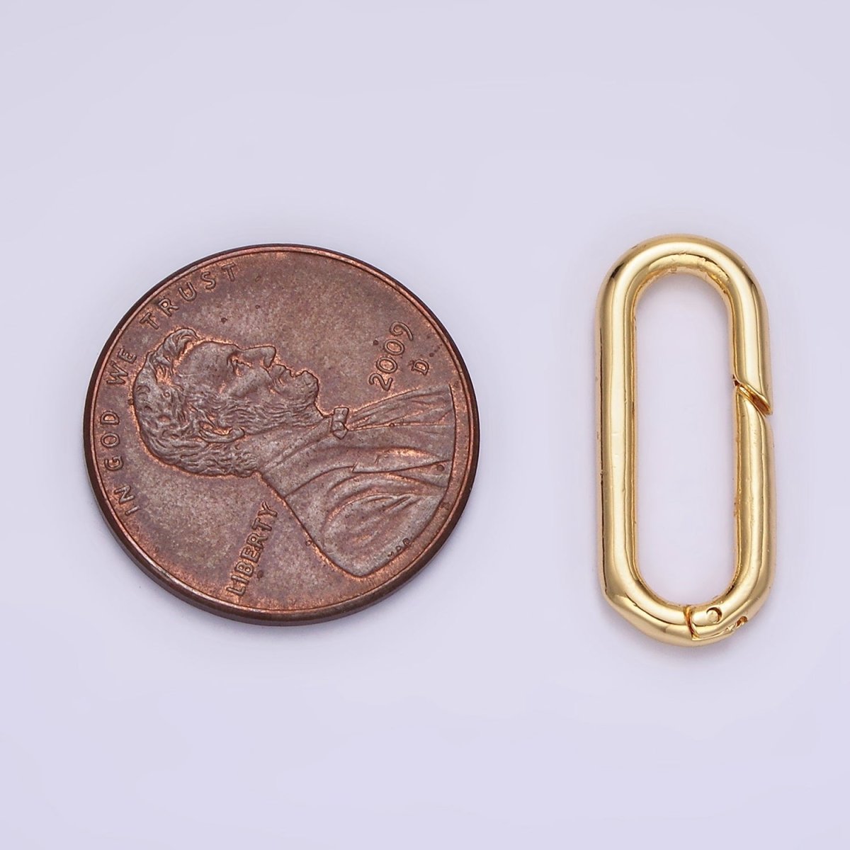 24K Gold Filled 21mm Push Oblong Oval Spring Gate Minimalist Findings Supply | Z575