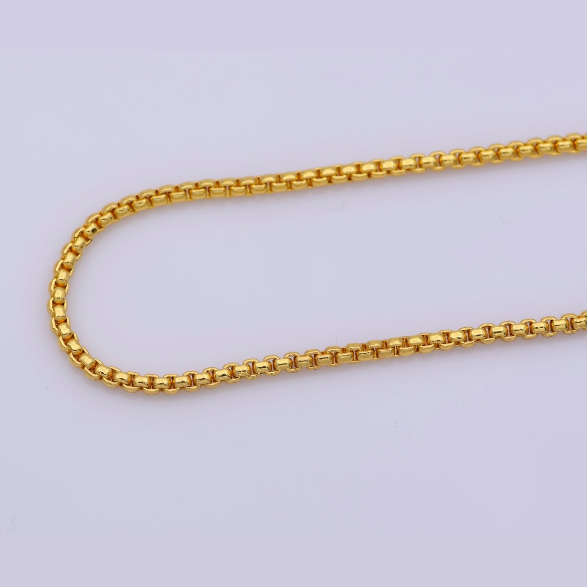 OS 24K Gold Filled Boston Chain Necklace, 17" Finished Chain For Jewelry making, Dainty 2.3mm Cable Necklace w/ Clasps | CN-324