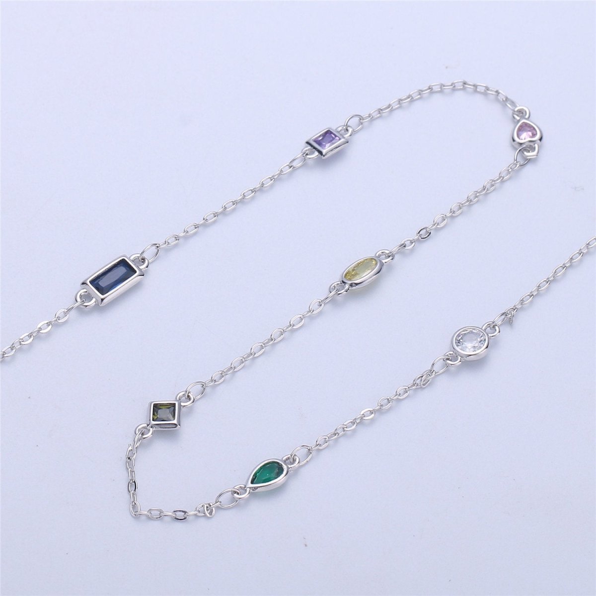 24K Gold Filled Chain Necklace Gold Necklace CZ Stone Necklace Gemstone Necklace Crystal Necklace, Dainty Bulk Chain Necklace By Yard, White Gold Filled DESIGNED Chain Component Supply | ROLL-055, ROLL-056 Clearance Pricing