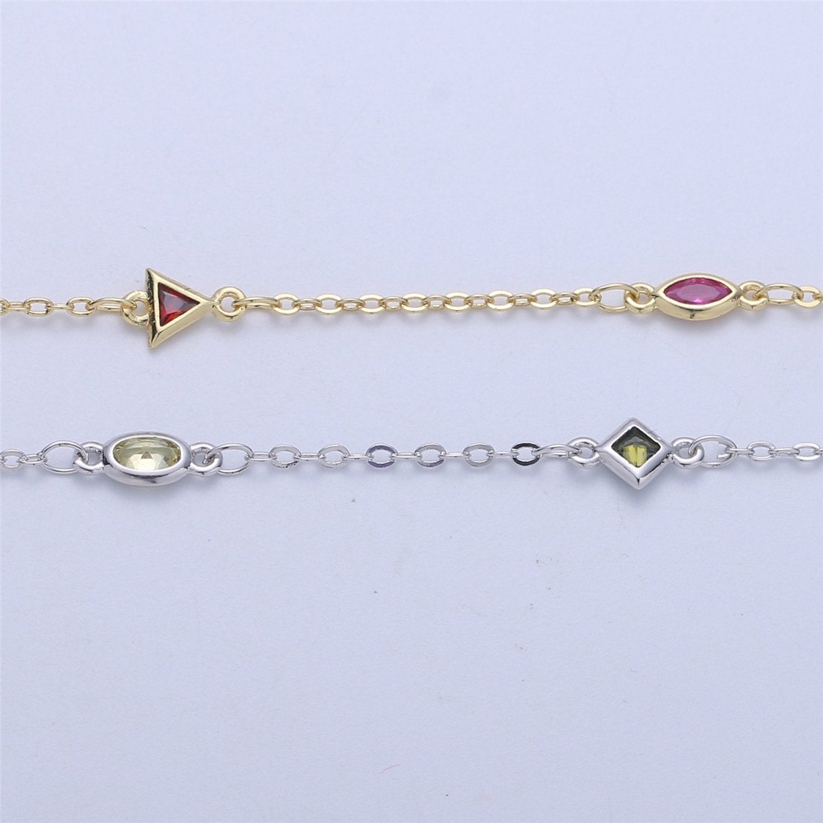 24K Gold Filled Chain Necklace Gold Necklace CZ Stone Necklace Gemstone Necklace Crystal Necklace, Dainty Bulk Chain Necklace By Yard, White Gold Filled DESIGNED Chain Component Supply | ROLL-055, ROLL-056 Clearance Pricing