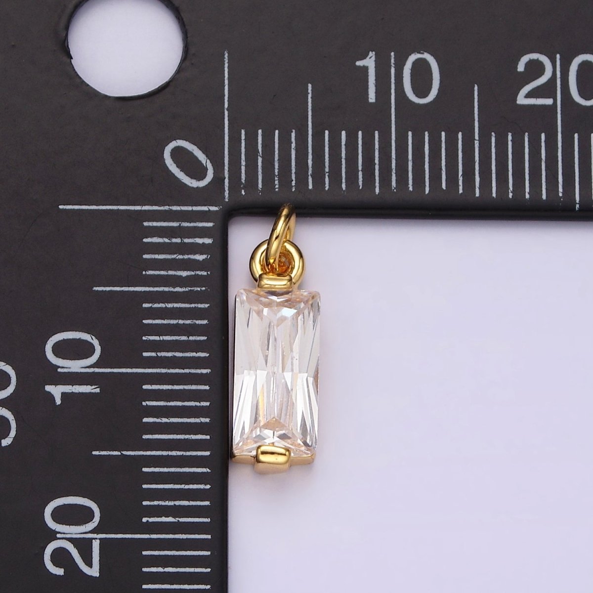 24K Gold Filled Clear Baguette CZ Bezel Add-On Charm | AC881