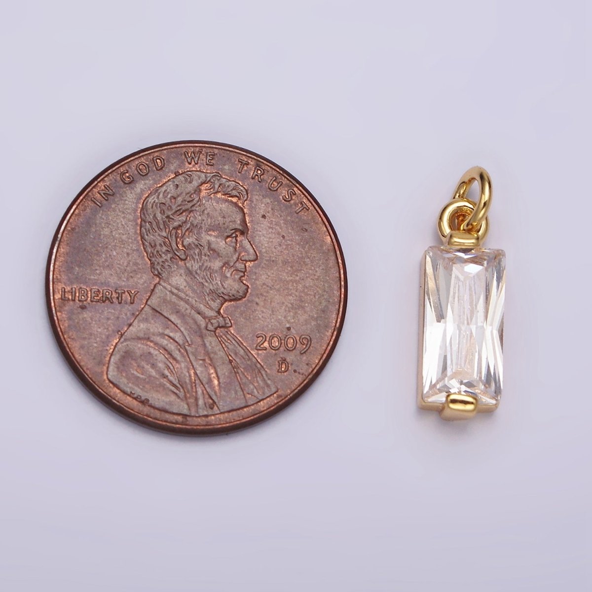 24K Gold Filled Clear Baguette CZ Bezel Add-On Charm | AC881