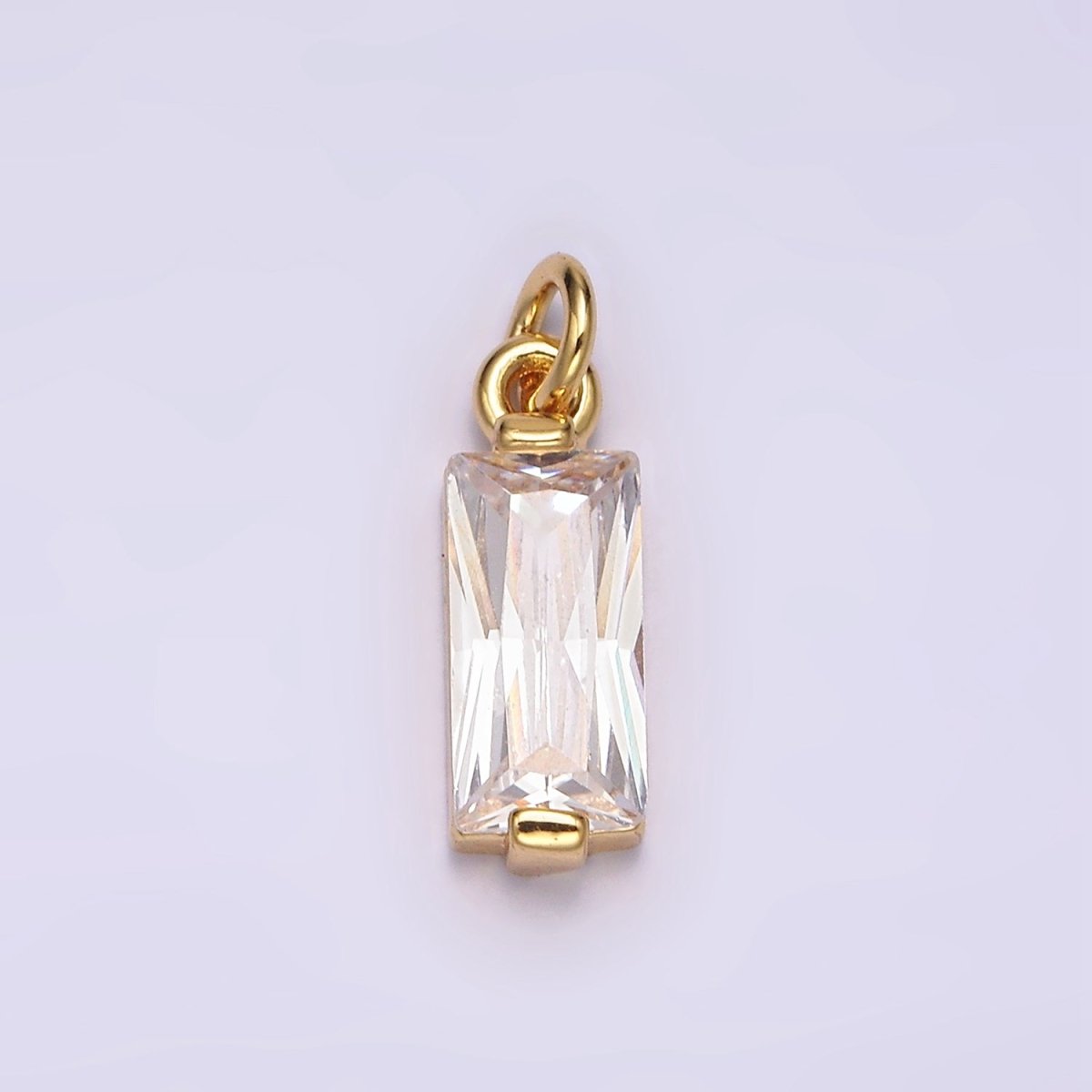 24K Gold Filled Clear Baguette CZ Bezel Add-On Charm | AC881