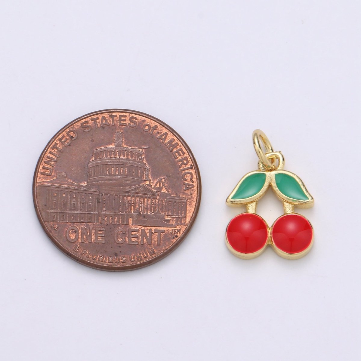 24K Gold Filled Red Cherry Tropical Fruit Charm D-929