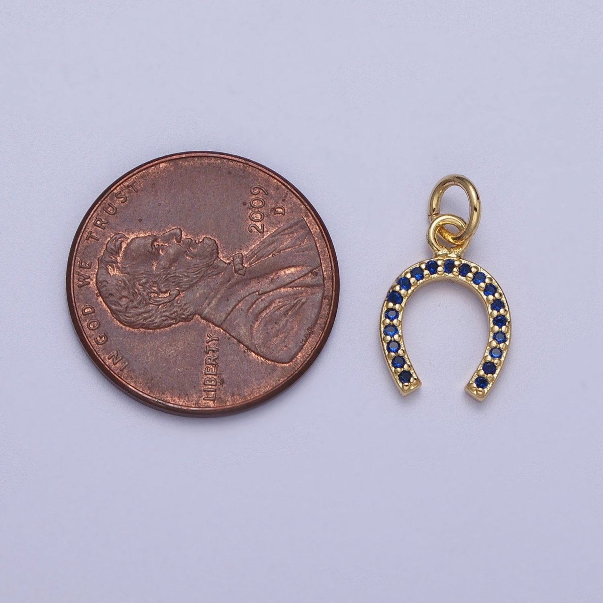 Blue Micro Paved CZ Lucky Horseshoe Add-On Charm | N371
