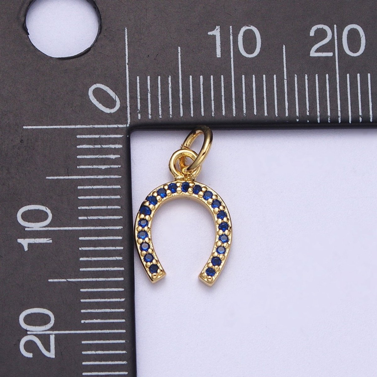 Blue Micro Paved CZ Lucky Horseshoe Add-On Charm | N371