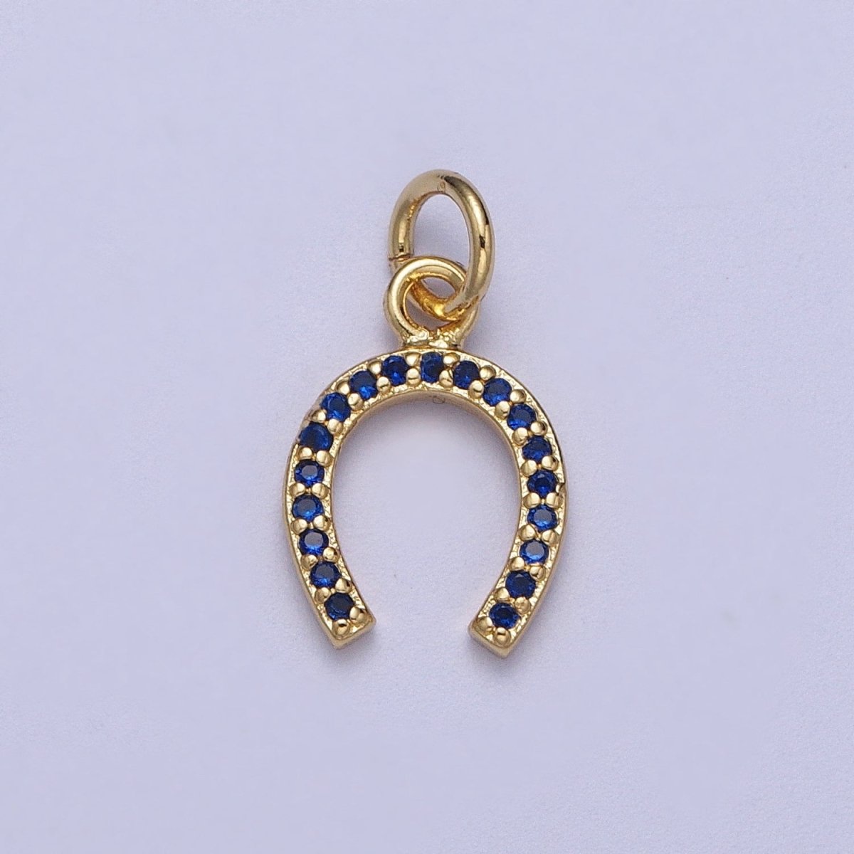 Blue Micro Paved CZ Lucky Horseshoe Add-On Charm | N371