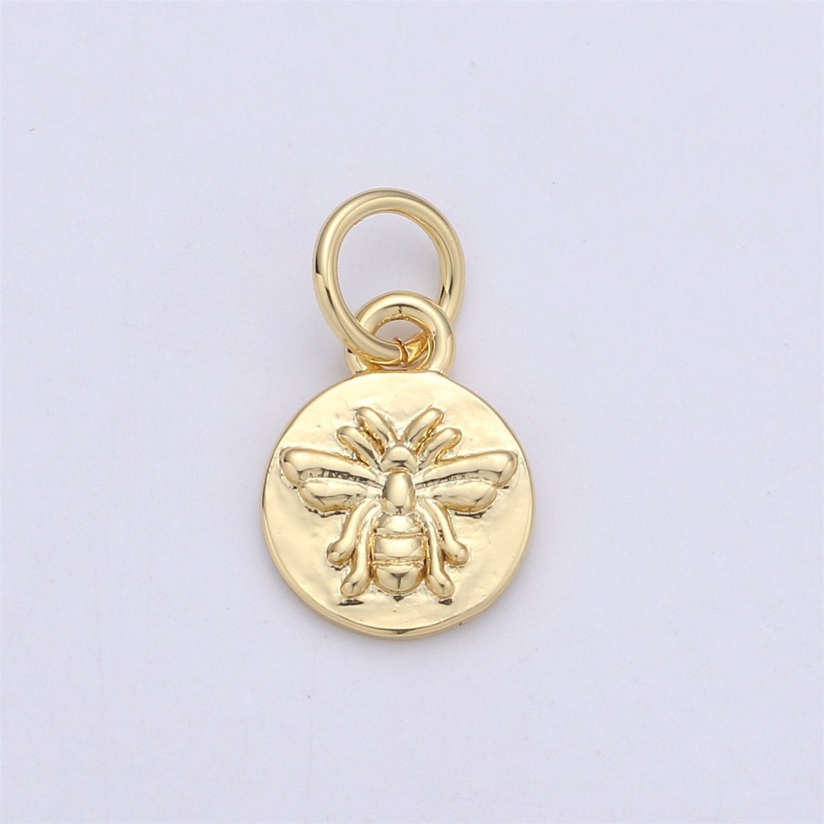 Dainty 18K Gold Filled Bee Charm Bumblebee, Honeybee, Queen Bee, Coin Disc Charm, Tiny Charm, Gold Charm Bracelet Earring Necklace Charm, C-349