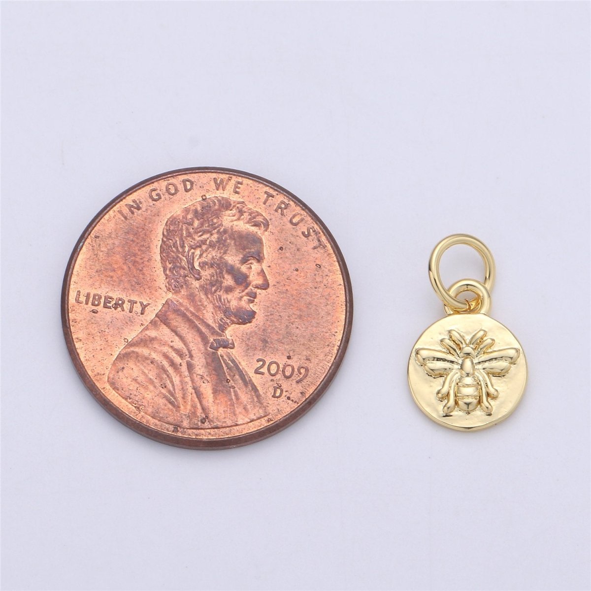 Dainty 18K Gold Filled Bee Charm Bumblebee, Honeybee, Queen Bee, Coin Disc Charm, Tiny Charm, Gold Charm Bracelet Earring Necklace Charm, C-349