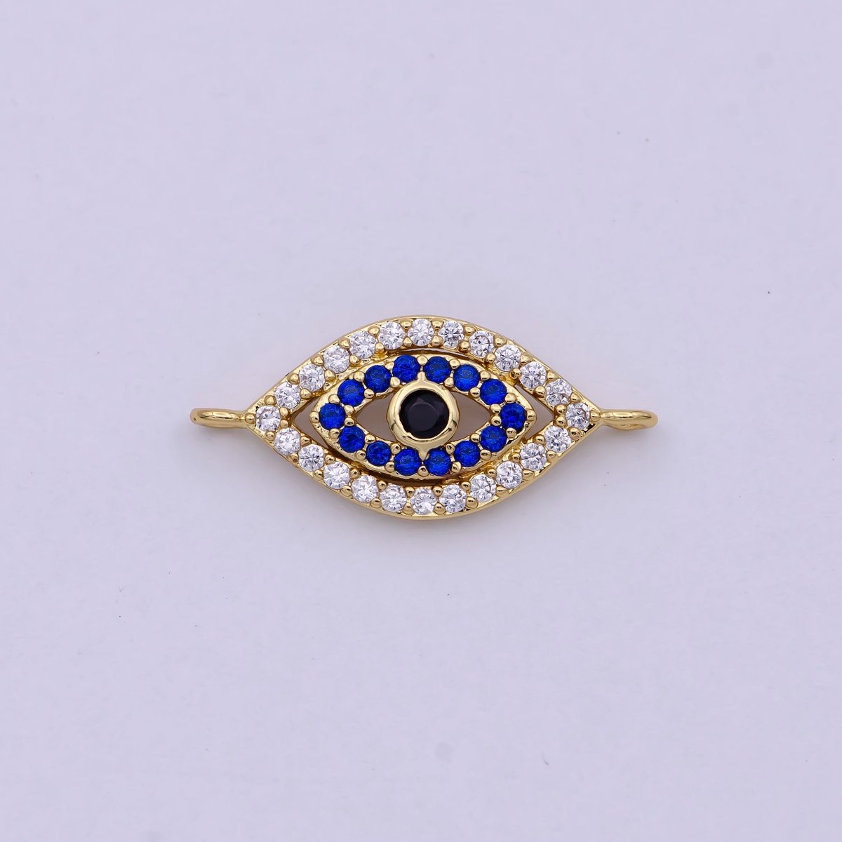 Dainty Gold Evil Eye Charm Connector for Bracelet Necklace Supply F-685