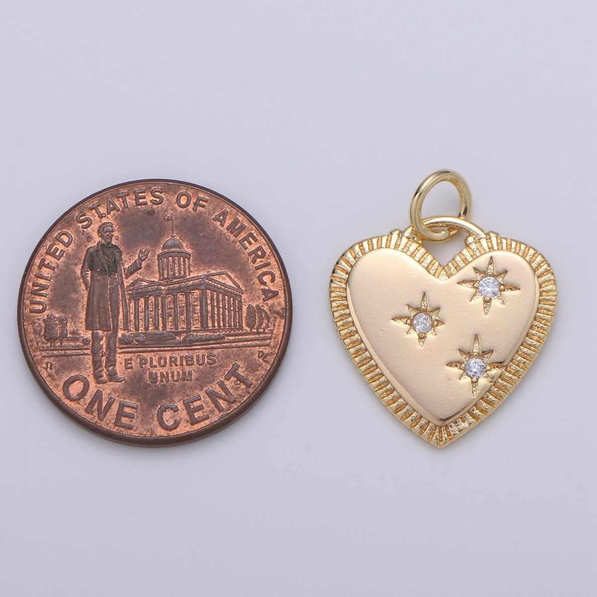 Dainty Gold Filled Stars Heart Charm D-890