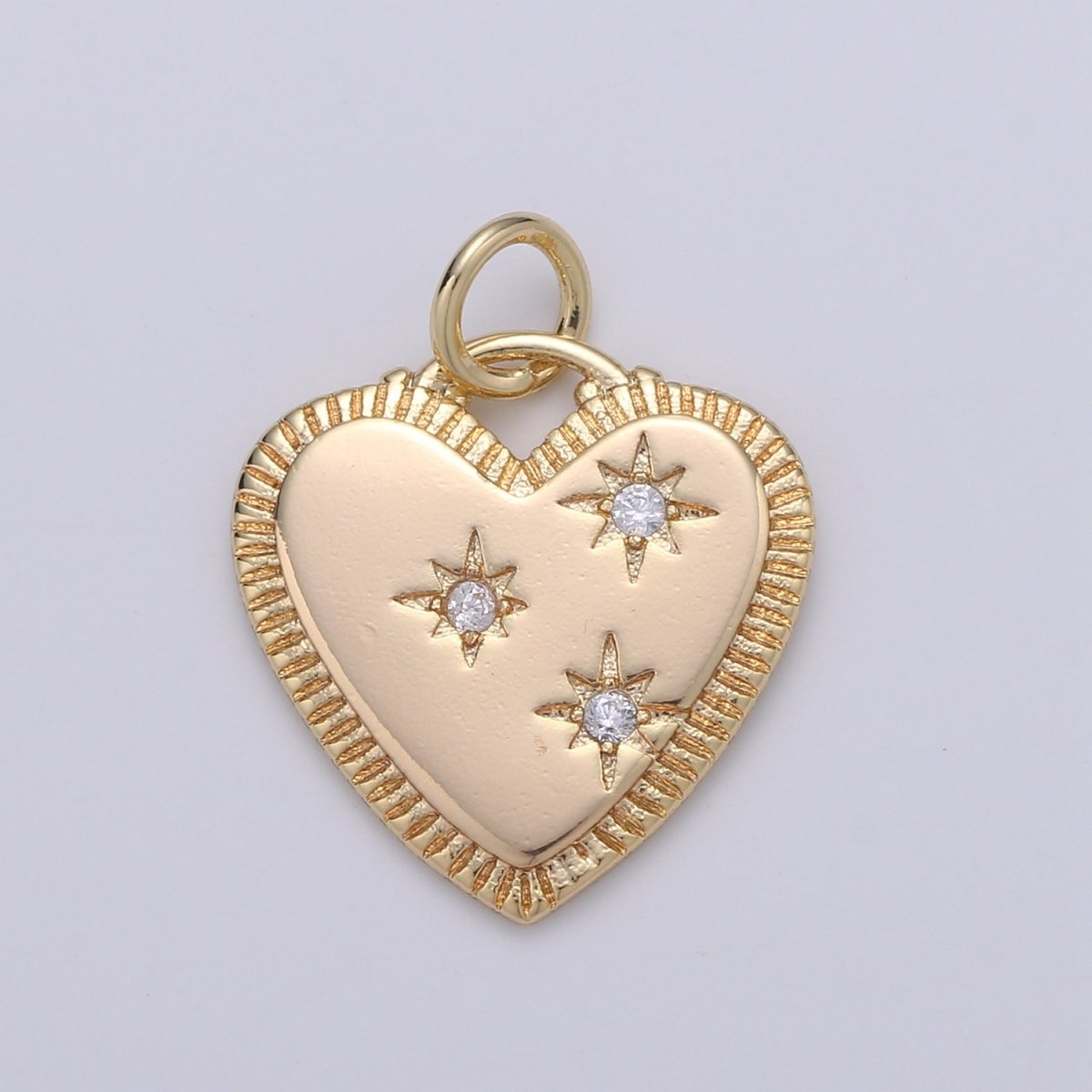 Dainty Gold Filled Stars Heart Charm D-890