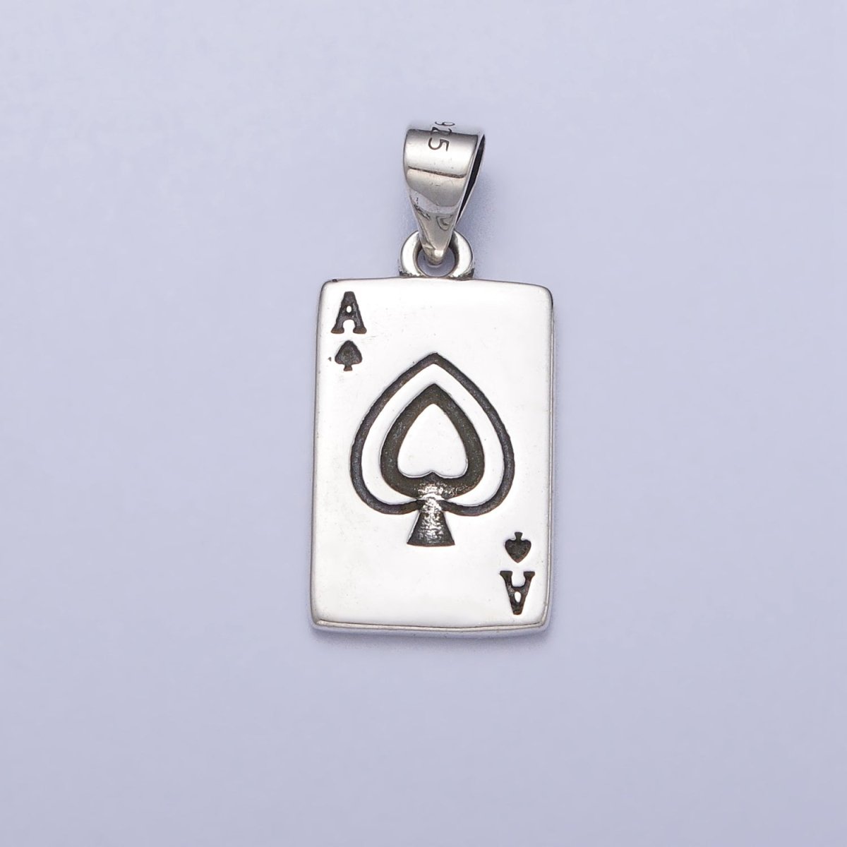 OS Dainty Sterling Silver Ace of Spades Pendant Silver Poker Card Gift S925 Pendant SL-393