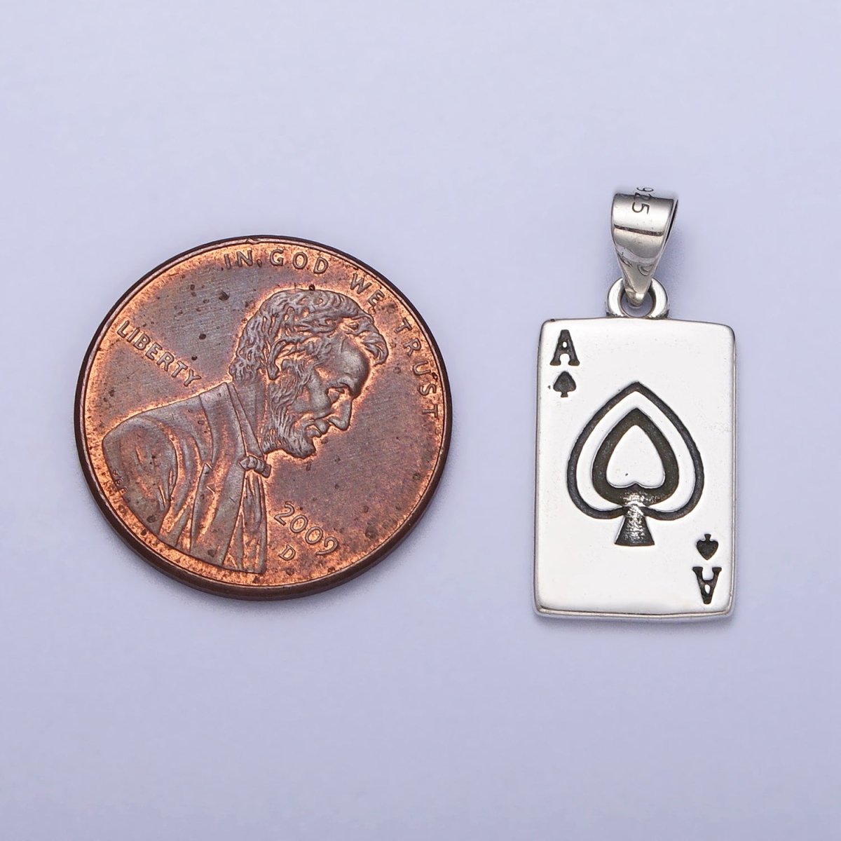 OS Dainty Sterling Silver Ace of Spades Pendant Silver Poker Card Gift S925 Pendant SL-393