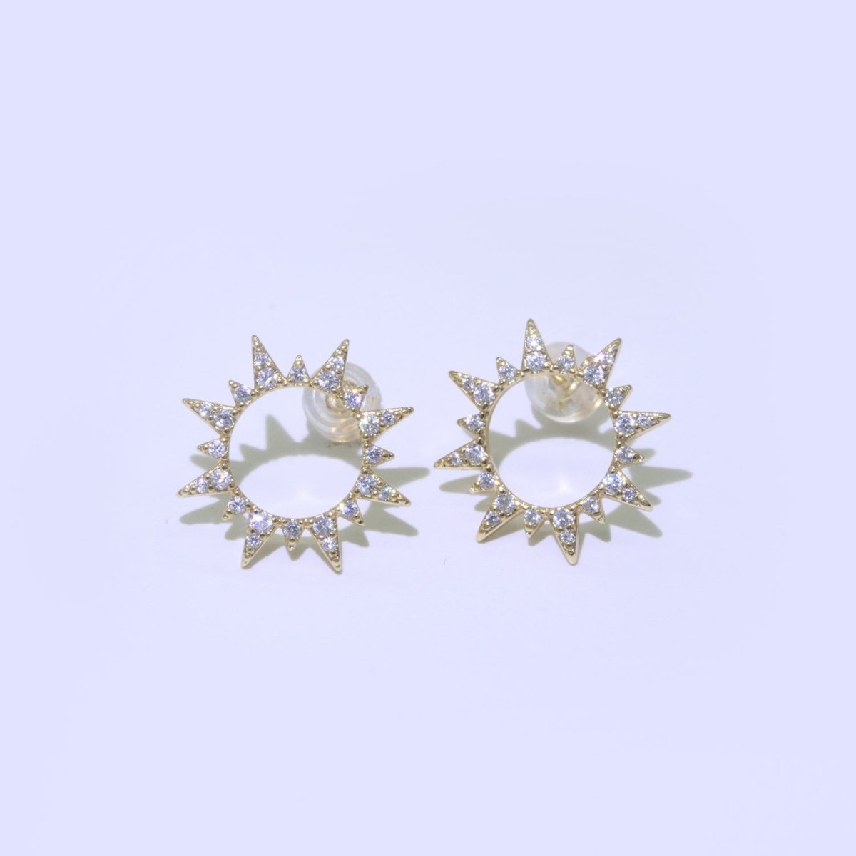 Dainty Sun Burst CZ Stud Earring T-048