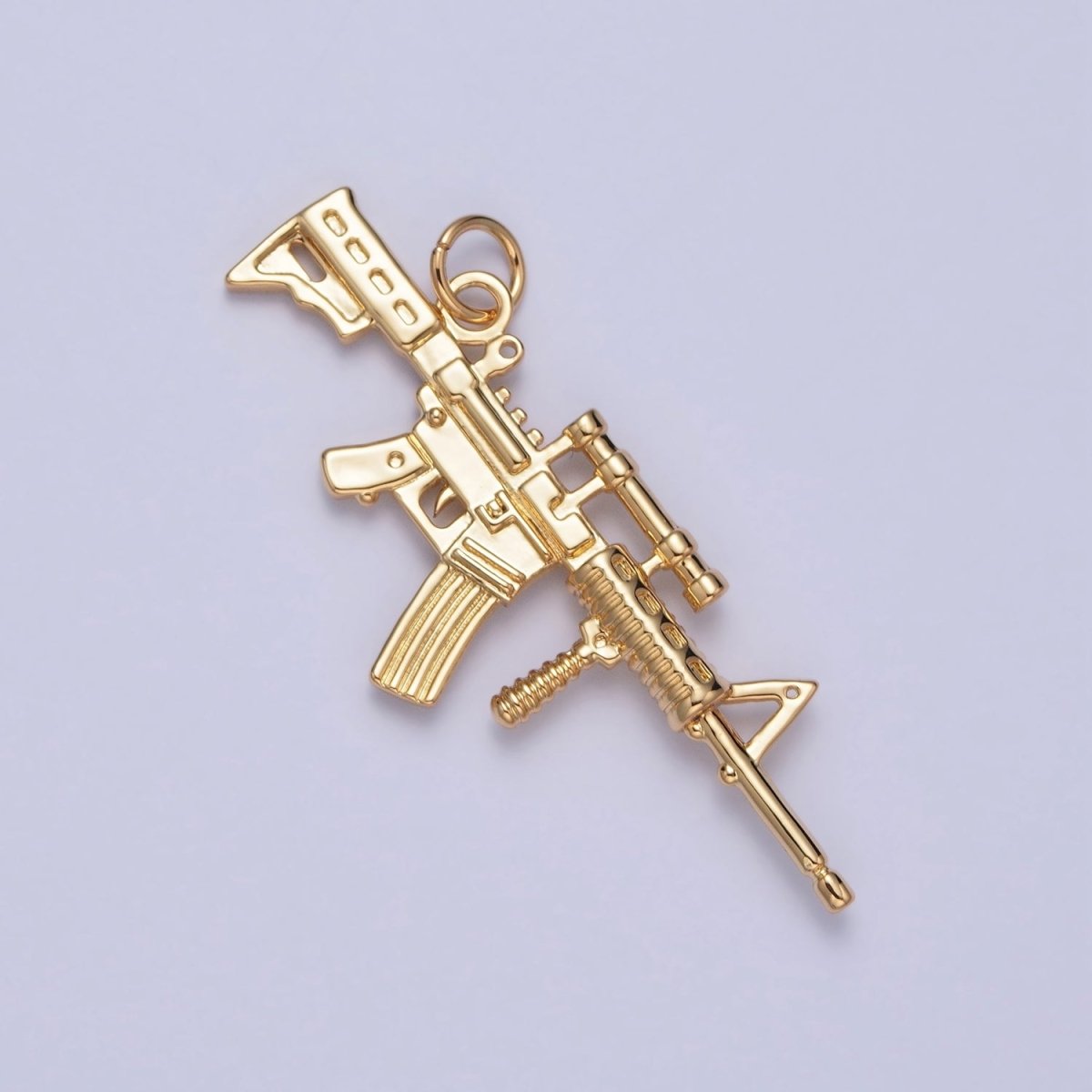 Gold AR-15 Gun Rifle Sniper Weapon Charm | X-145