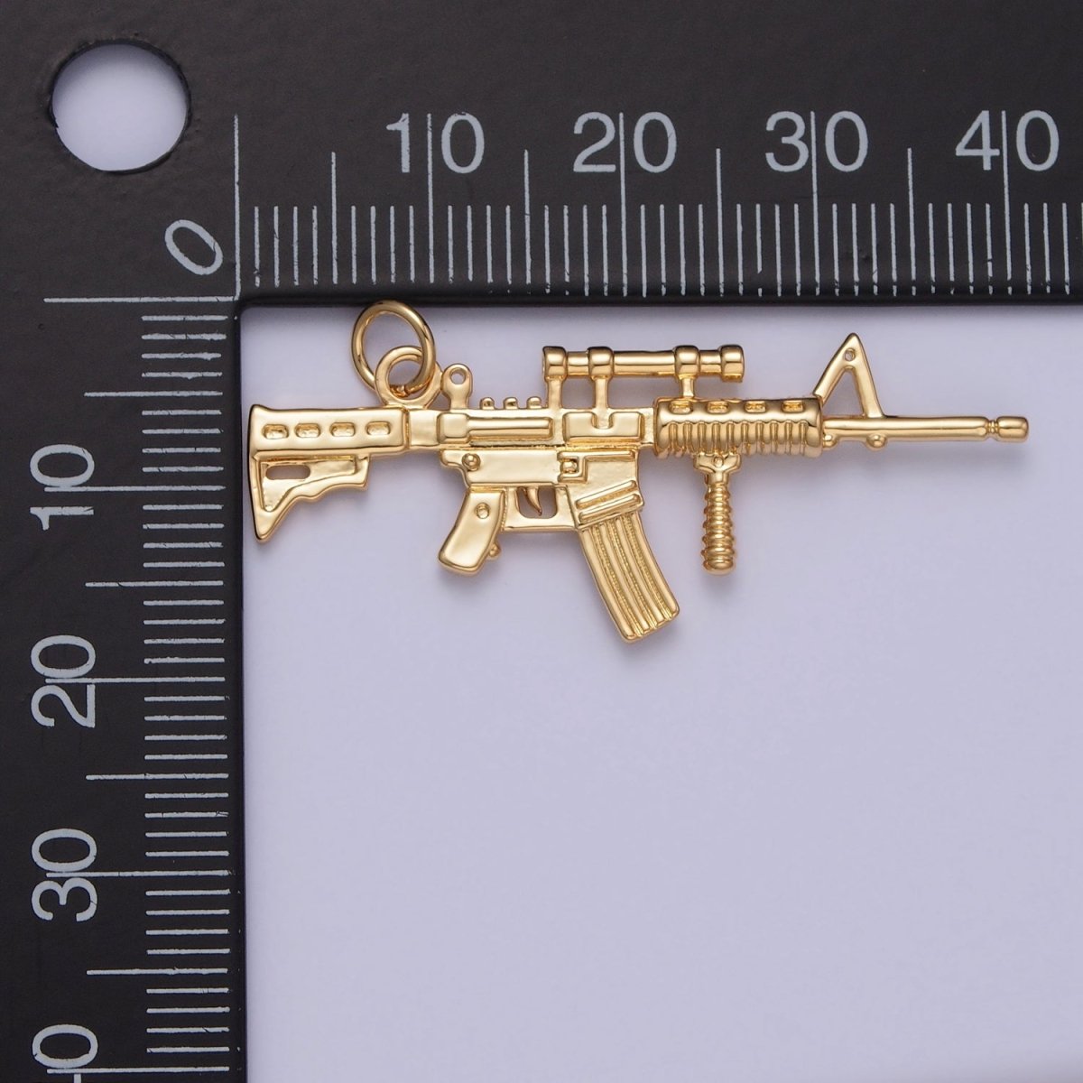 Gold AR-15 Gun Rifle Sniper Weapon Charm | X-145