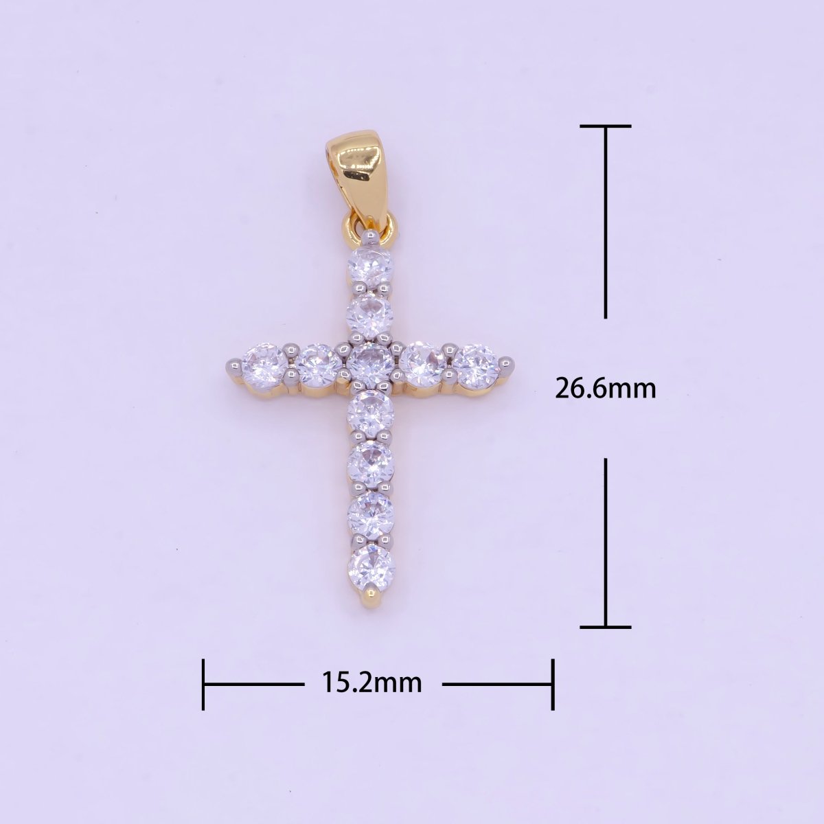 OS Gold cross necklace Pendant Cubic Zirconia Diamonds Cross Charm X-458