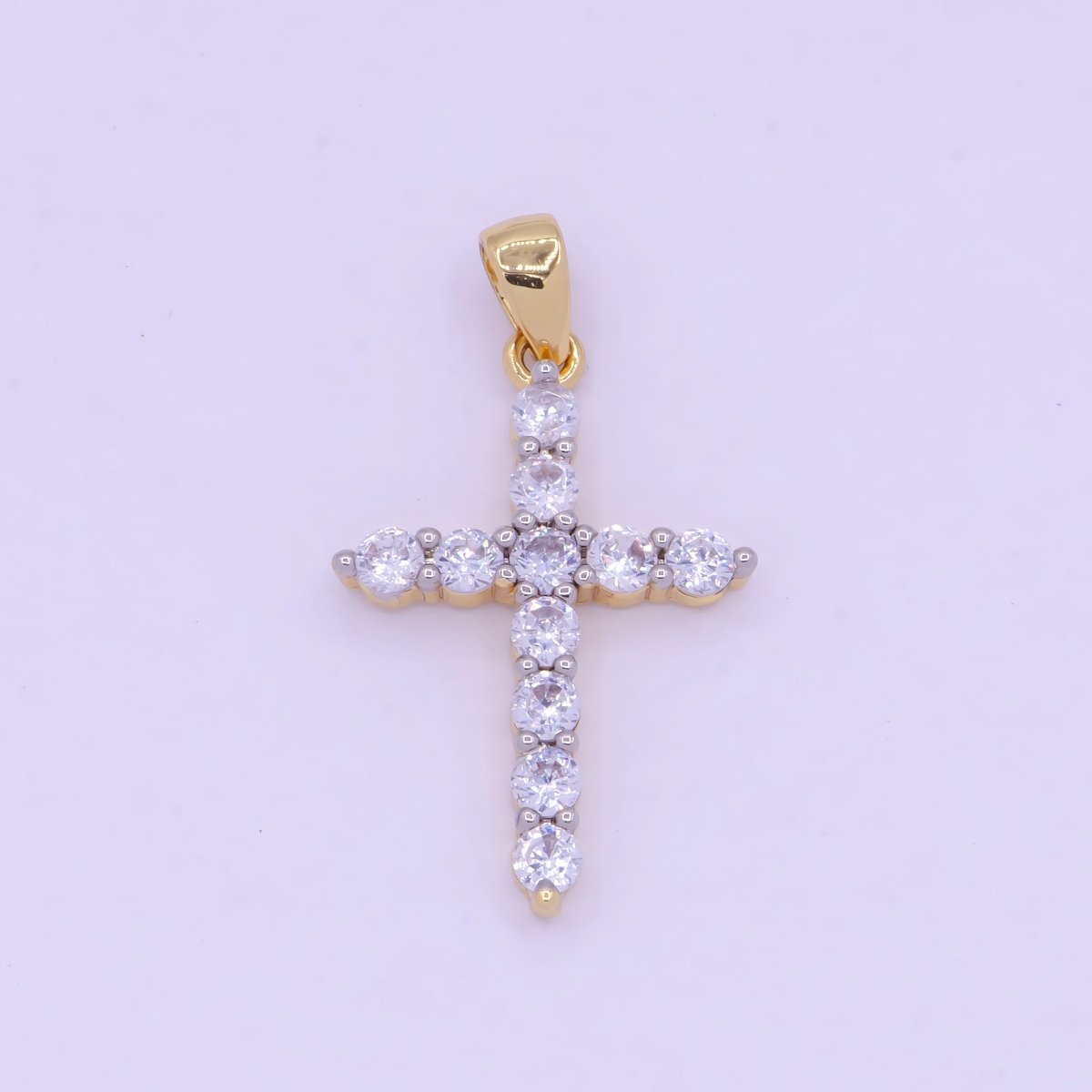 OS Gold cross necklace Pendant Cubic Zirconia Diamonds Cross Charm X-458