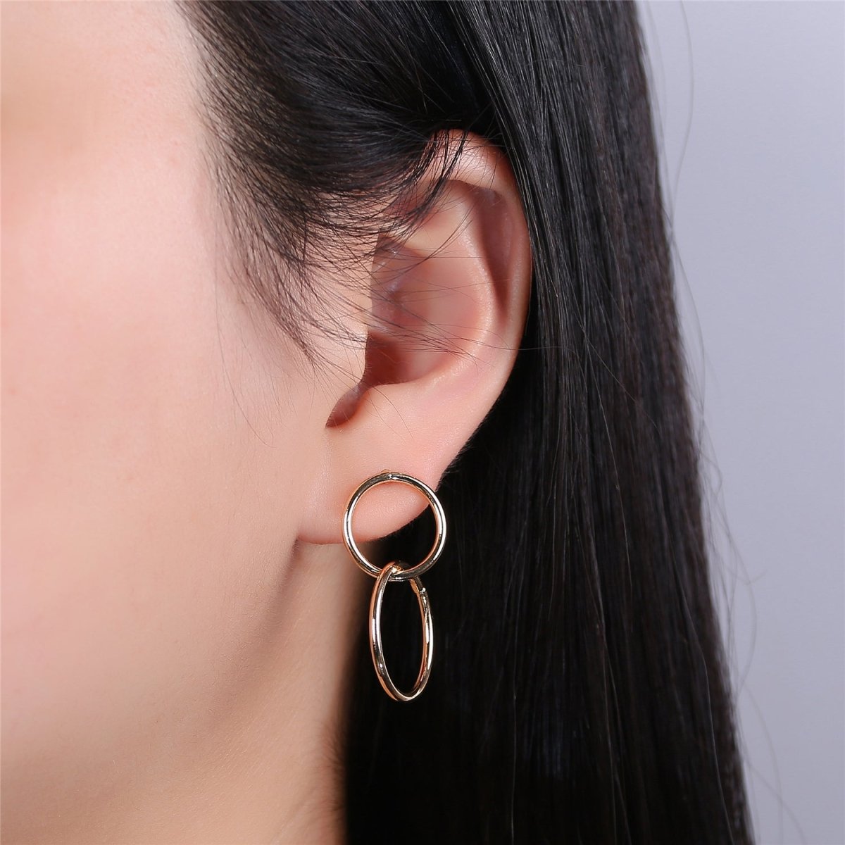Gold Filled hoop earrings Modern minimal Geometric earring Statement Circle earrings Gift for her K-223
