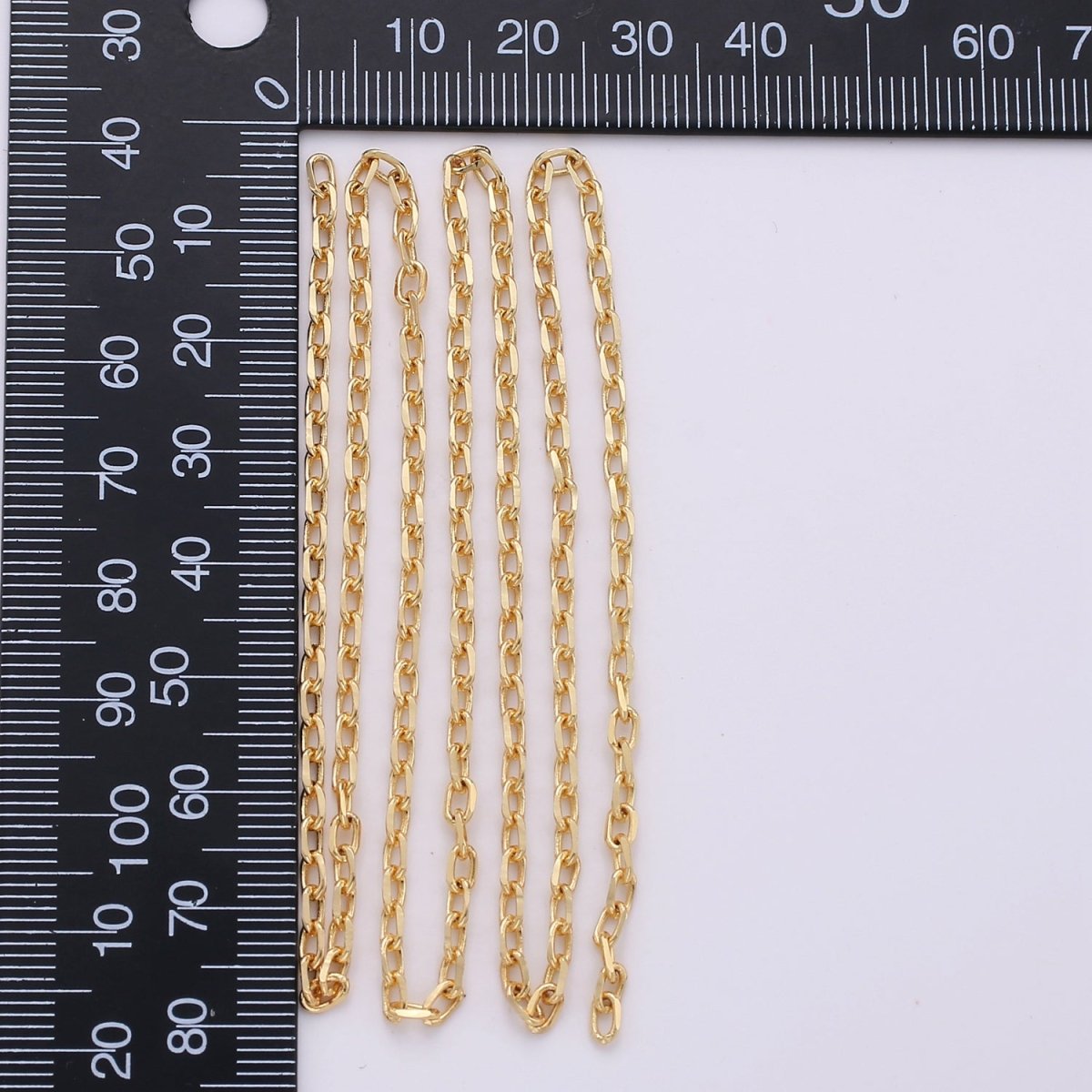 OS Gold Rolo Cable Chain by Yard, Oval Link Chain, Wholesale bulk Roll Chain for DIY Jewelry , Thickness 2.6 mm | ROLL-159