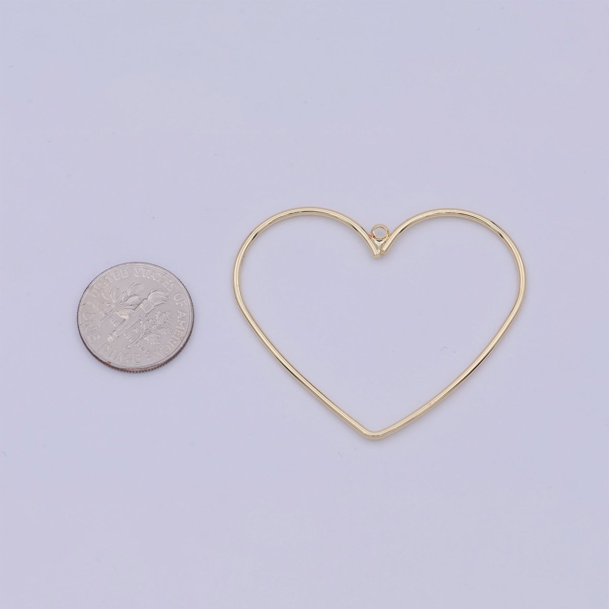 OS Large Gold Filled HEART Charms, Open Wire Heart Charm W-174