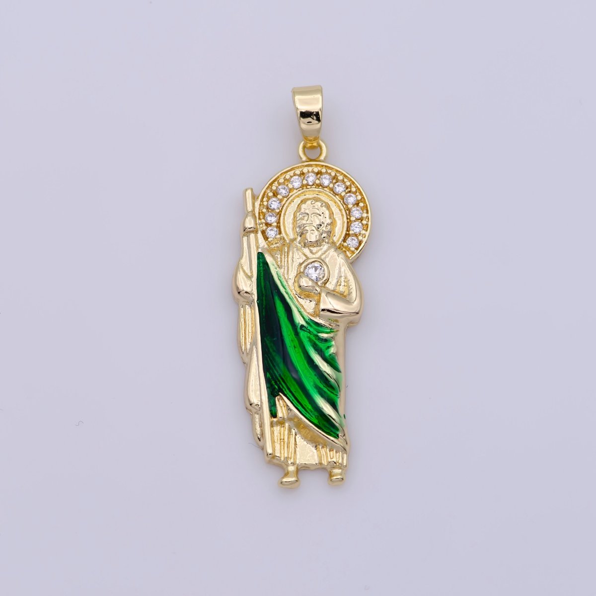 Micro Paved Gold Filled Saint San Judas Religious Pendant | N-1333