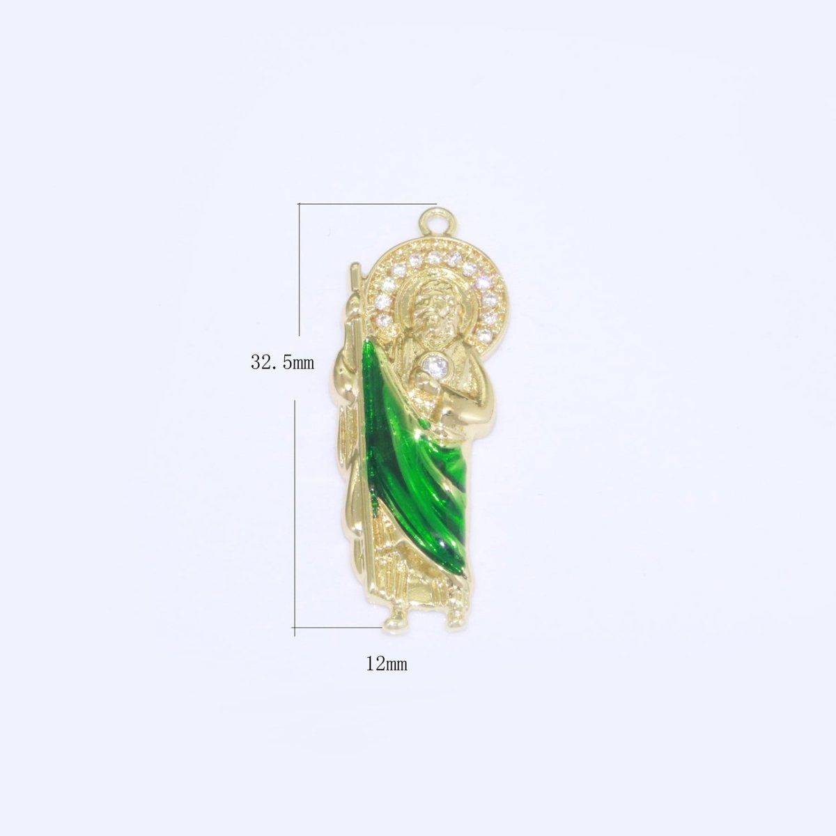 Micro Paved Gold Filled Saint San Judas Religious Pendant | N-1333