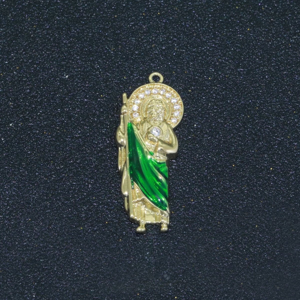 Micro Paved Gold Filled Saint San Judas Religious Pendant | N-1333