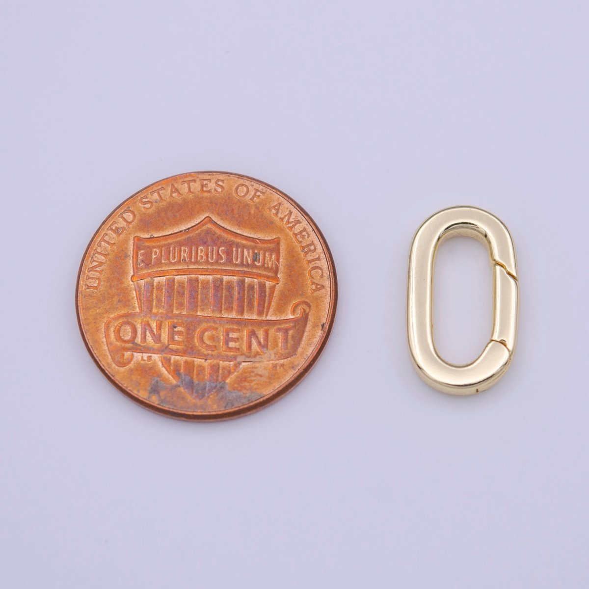 Minimalist 14mm Oval Oblong Push Spring Ring Gate Gold Jewelry Supply | K-235