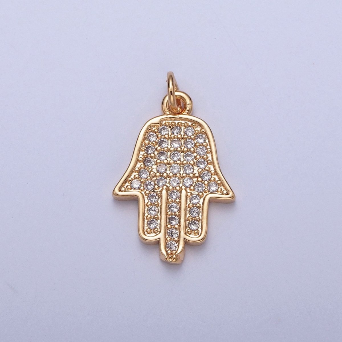 OS Minimalist Protection Hamsa Hand Micro Paved Cubic Zirconia Charm For DIY Jewelry Making | X-237