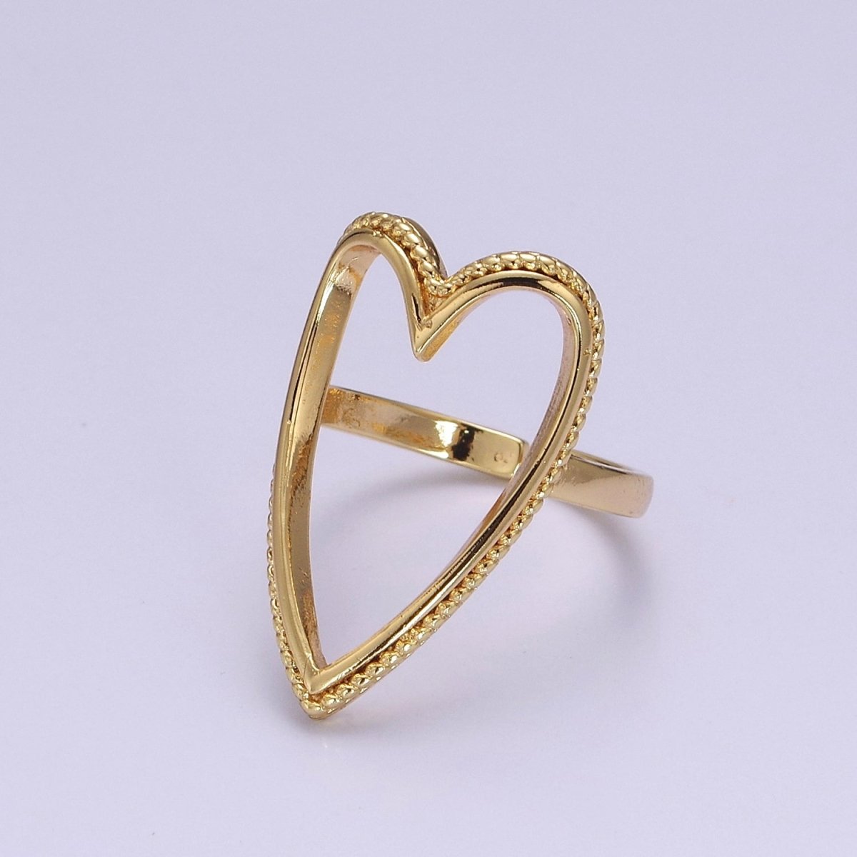 OS Open Heart Ring, Heart Cut Out Ring, Everyday Ring 18K Gold Filled Ring, Fun Unique Cute Ring For Women O-2081