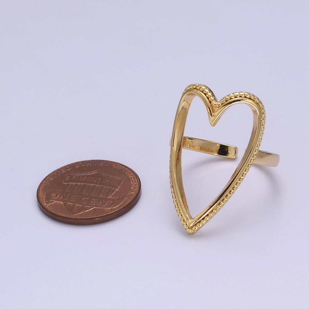 OS Open Heart Ring, Heart Cut Out Ring, Everyday Ring 18K Gold Filled Ring, Fun Unique Cute Ring For Women O-2081