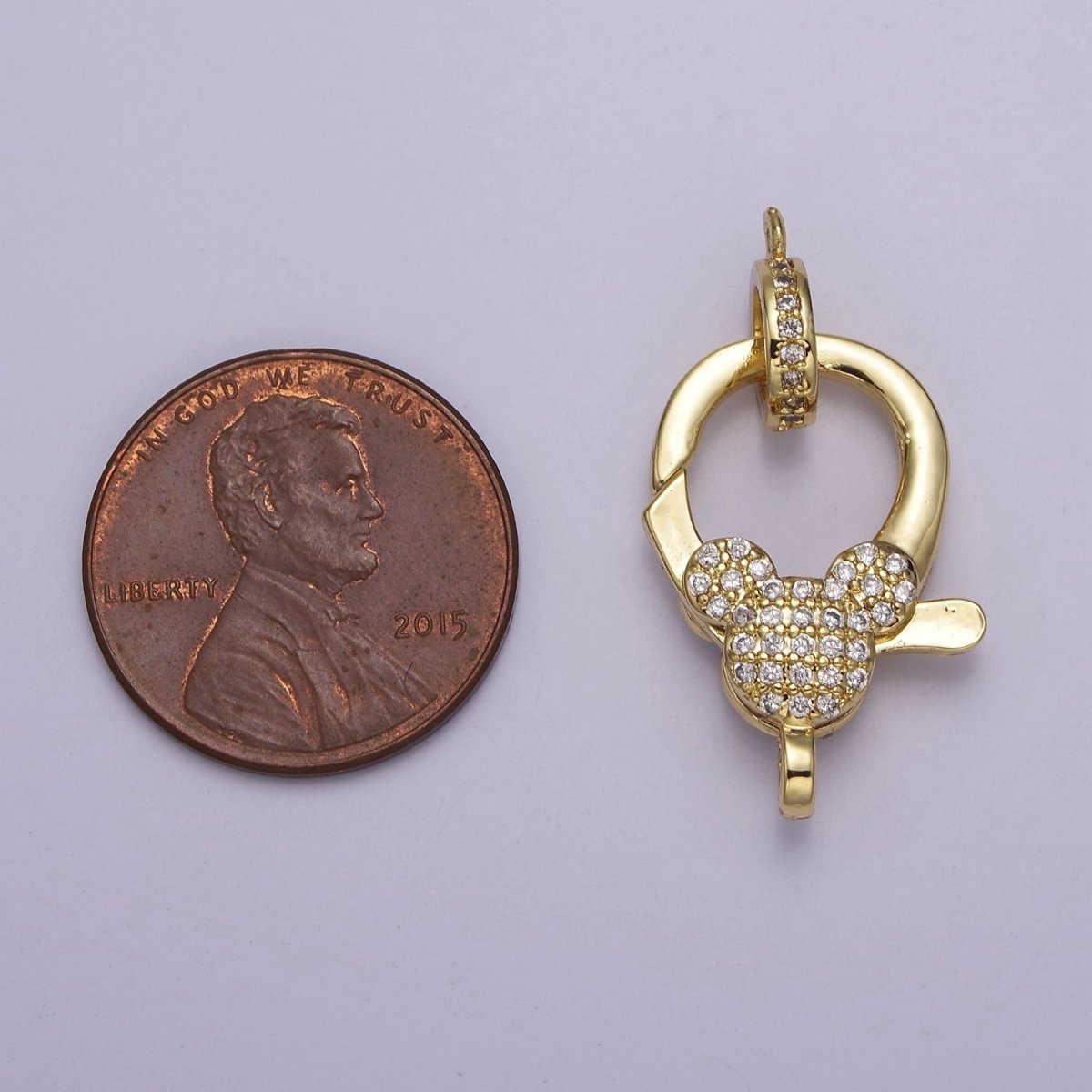 OS Pave Mickey Gold Parrot Clasps Lobster Clasp Pendant Unique Design Component Lobster Clasp for Jewelry Supply  L-723