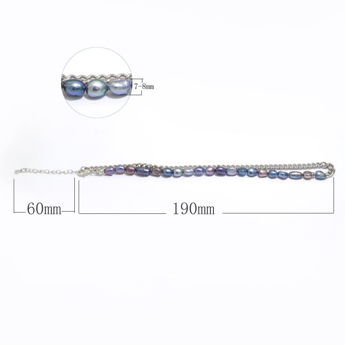OS Rainbow Peacock Fresh Water Baroque Pearl Silver Curb Chain Link Necklace Unisex Jewelry | WA-267 Clearance Pricing