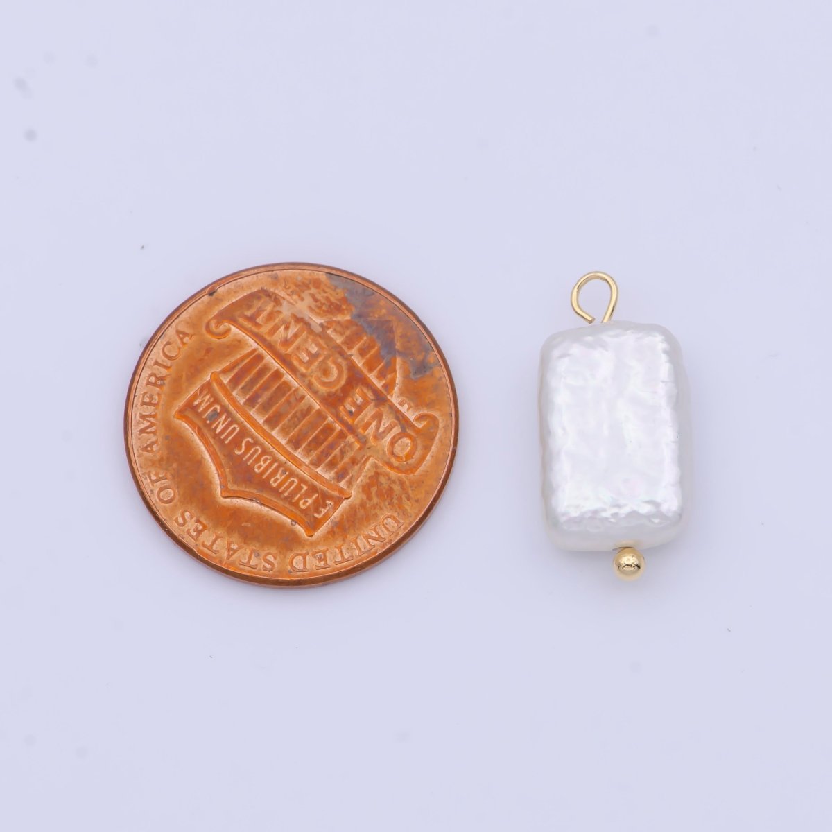 OS Rectangular Flat 18mm Natural White Freshwater Pearl Charm C-171