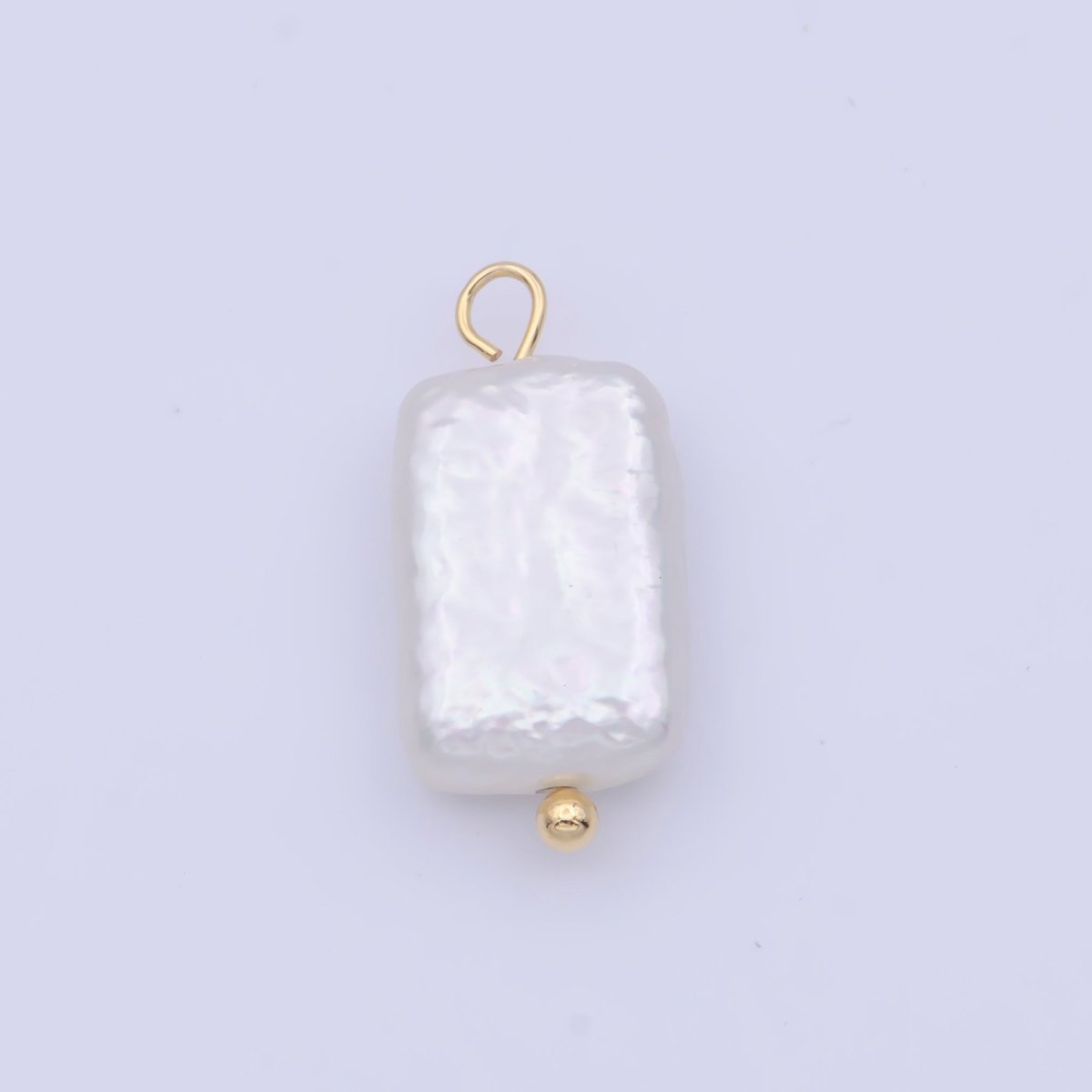 OS Rectangular Flat 18mm Natural White Freshwater Pearl Charm C-171