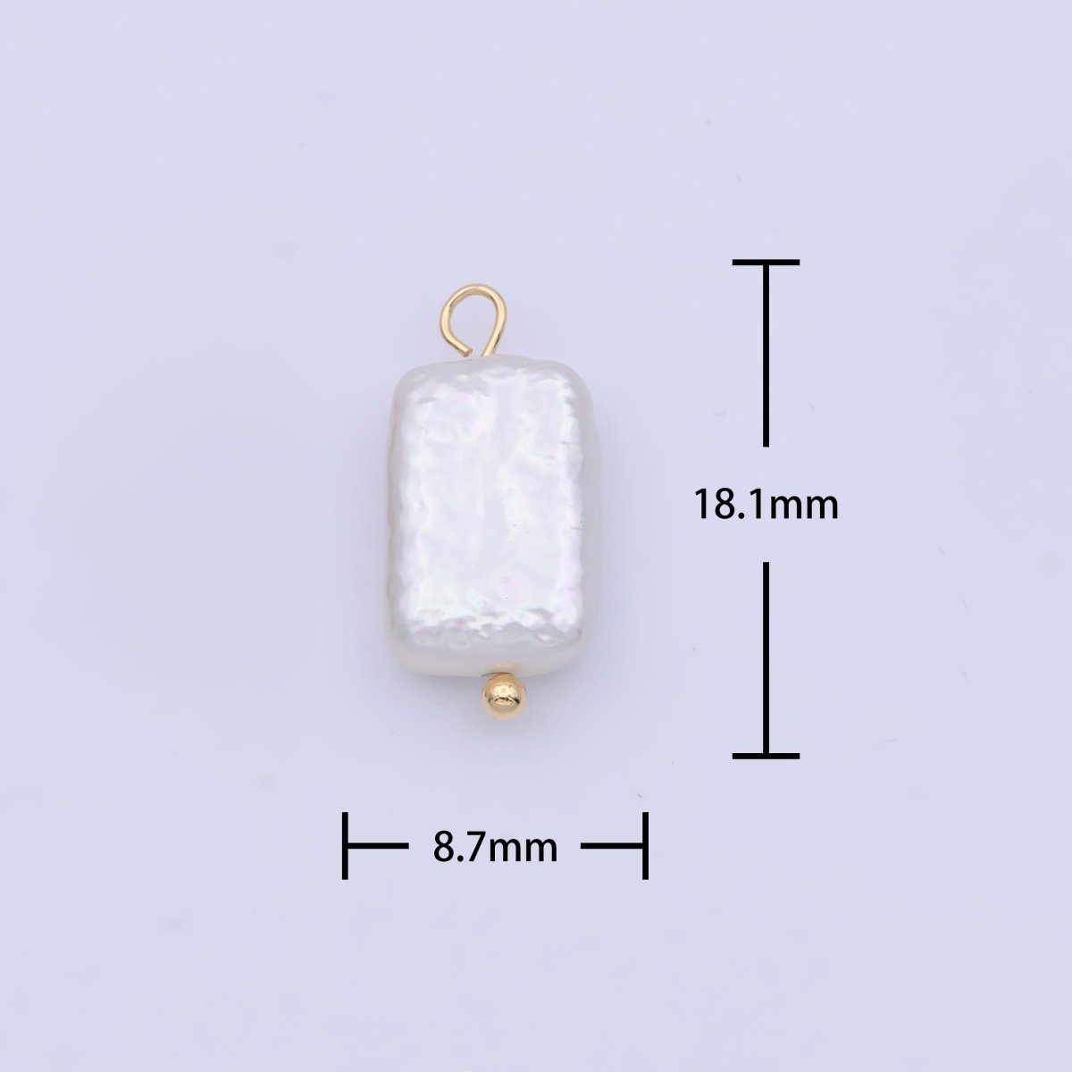 OS Rectangular Flat 18mm Natural White Freshwater Pearl Charm C-171