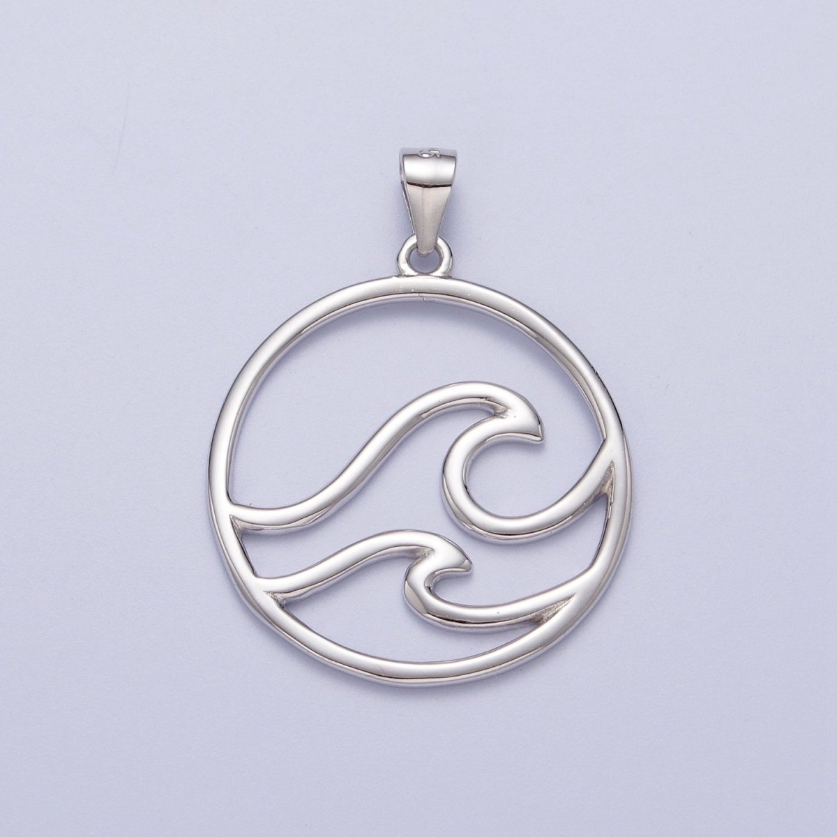 OS Sterling Silver Ocean Wave Charm Under The Sea Water Beach Pendant SL-403