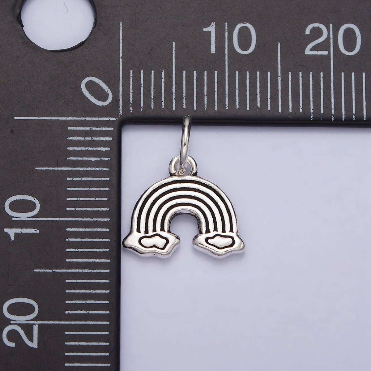 OS Sterling Silver S925 Rainbow Cloud Lined Doodle Charm | SL-283