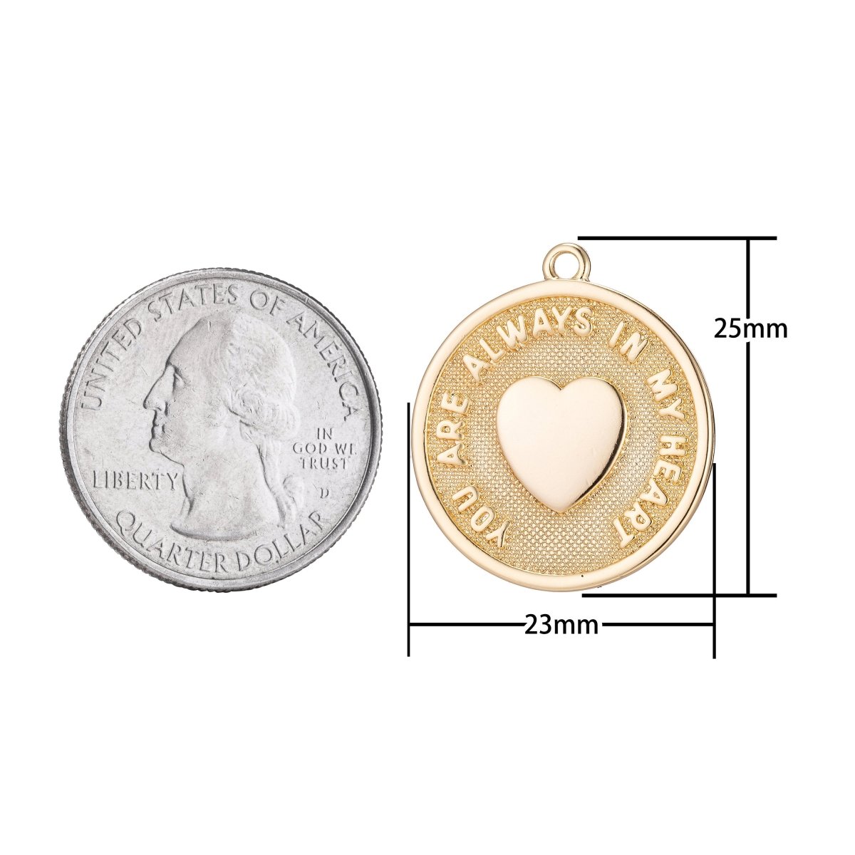 You are always in my heart Charm Coin Pendant for Necklace Earring Bracelet Jewelry Making | C-327